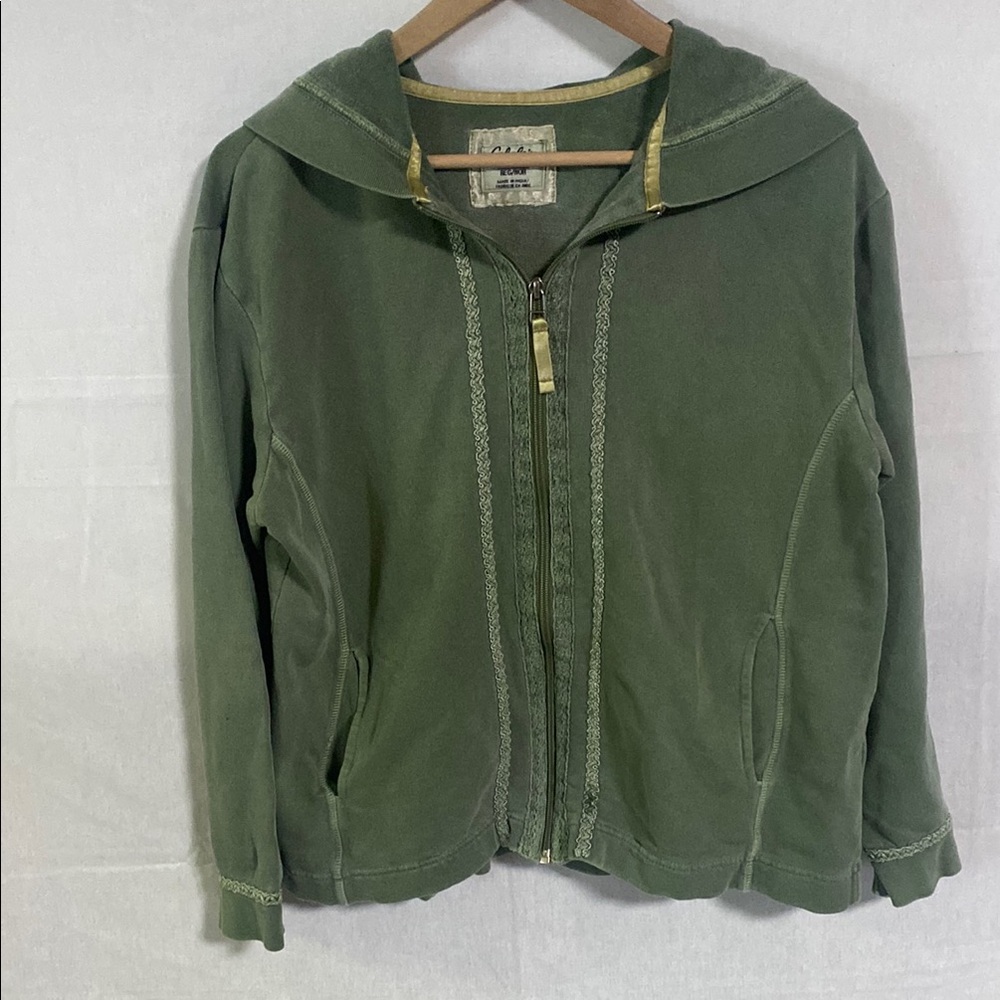 Cabela's Green Utility Jacket with Hood and Full Zip Great Condition